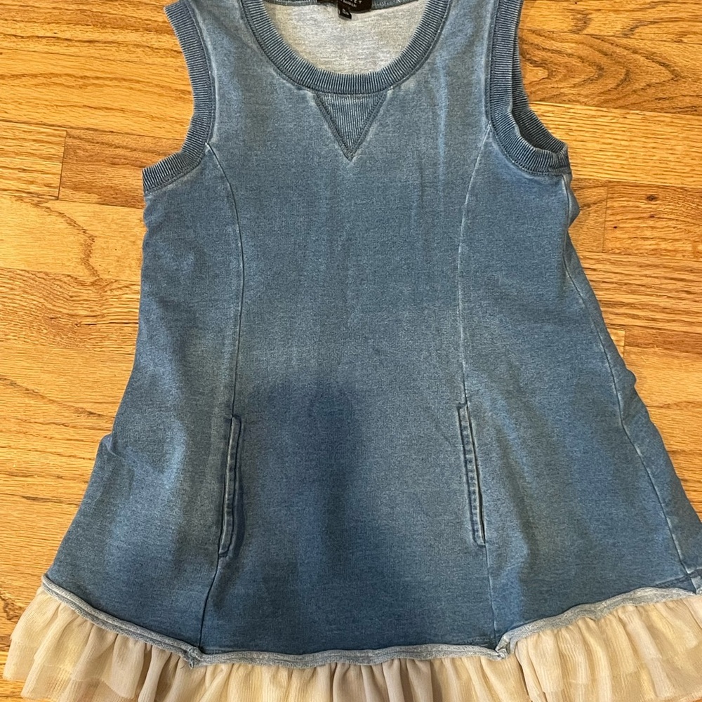 Twin-Set Blue and Cream Casual Dress with Flared A-Line Design